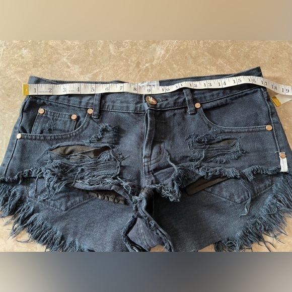 One teaspoon WORN BLACK BONITAS LOW WAIST DENIM SHORT 28 - Picture 11 of 14